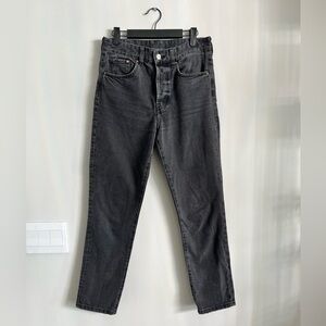 H&M Vintage Fit Denim Jeans Black High Waisted Button Fly Classic Cotton Blend